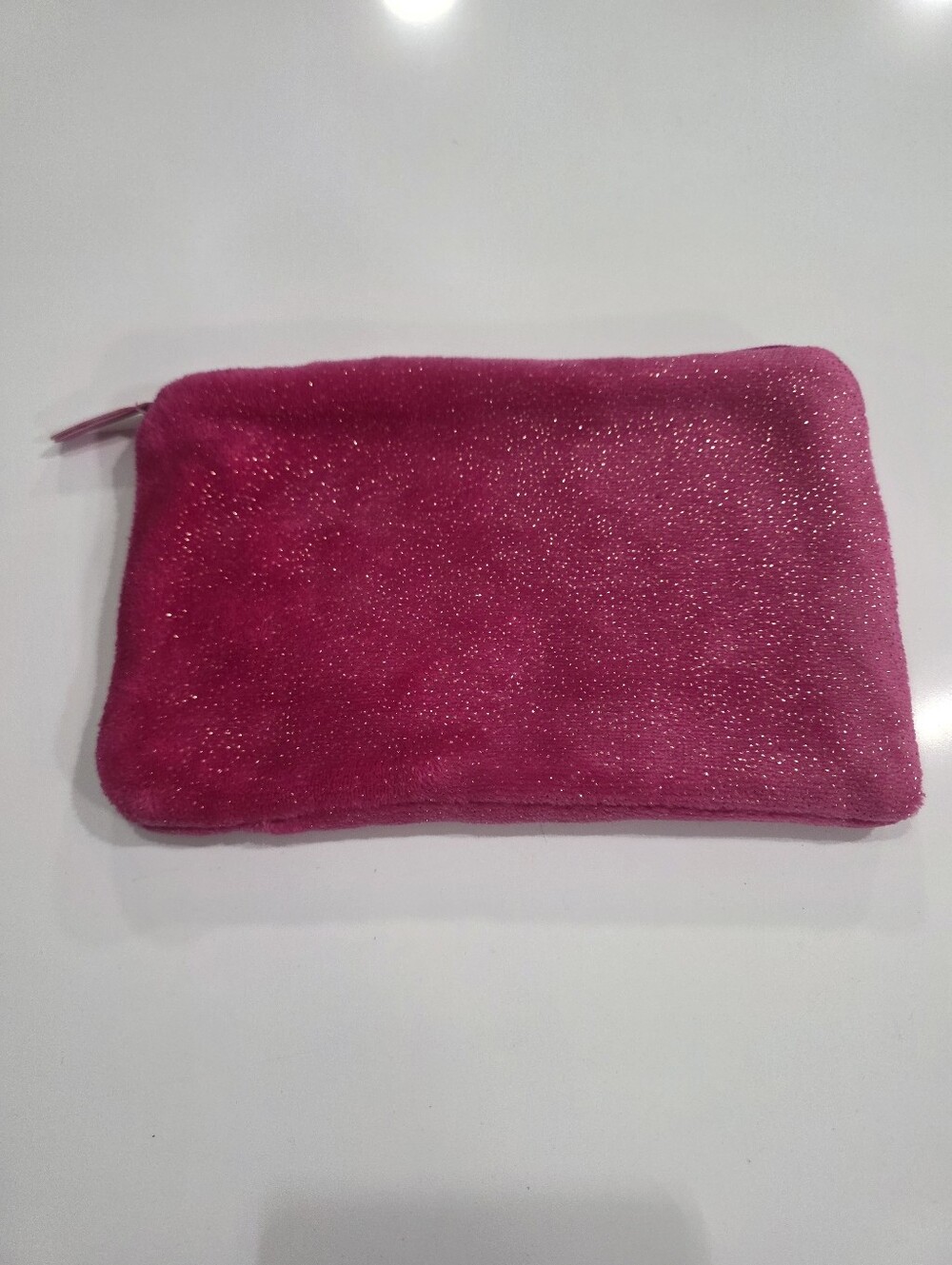 Hot Pink Glitter Velvet Makeup Bag Cosmetic Pouch Travel Case